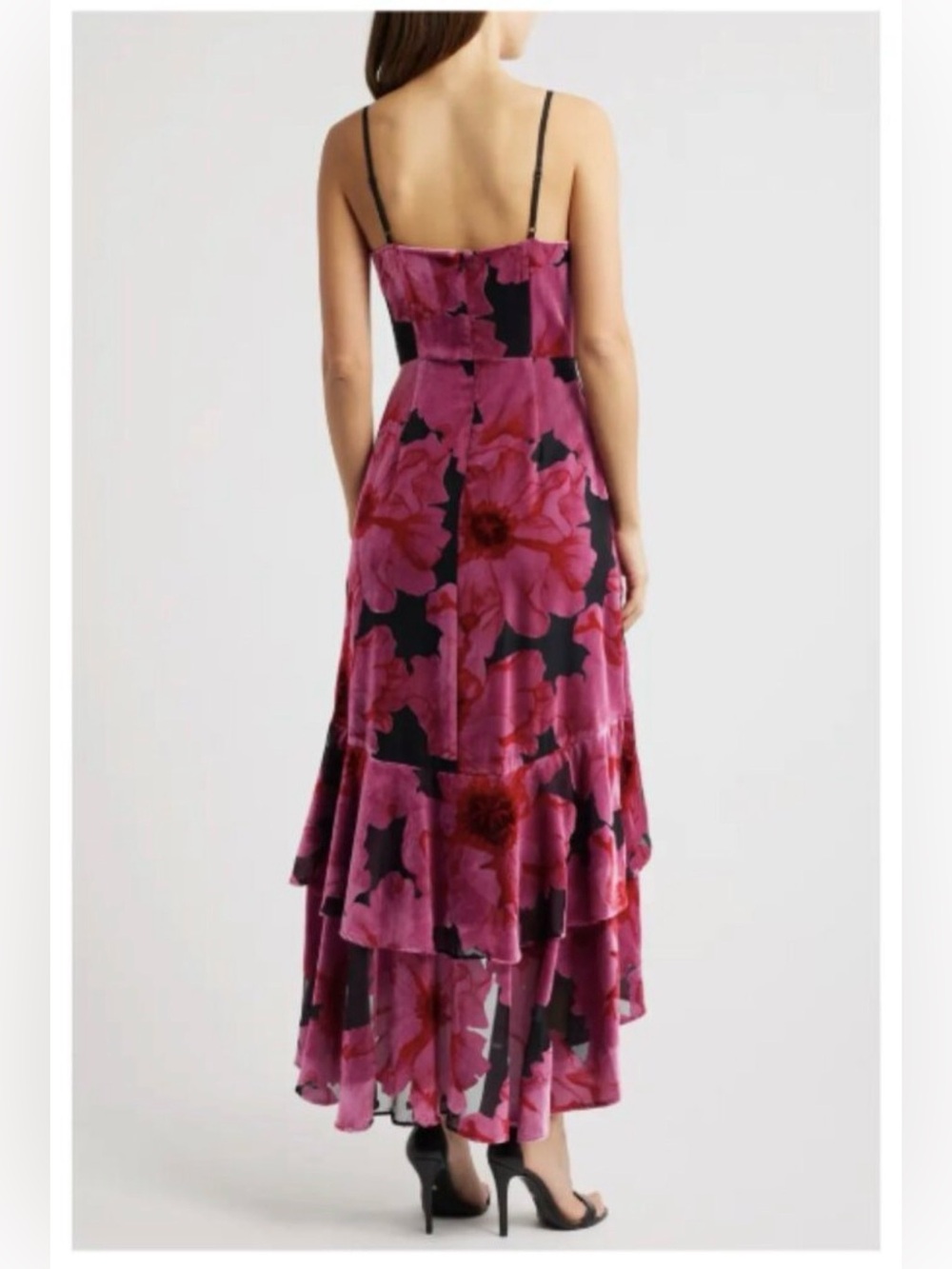 HUTCH Royce Floral Velvet Burnout Hi-Lo Slip Dress - 2 - Picture 4 of 15